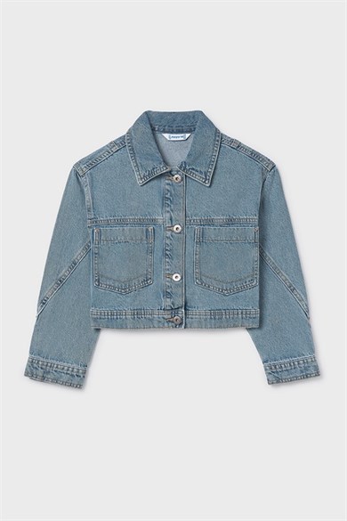 Mayoral Kız Çocuk 8-18 Yaş Cep Detaylı Denim Ceket Kot Mavi