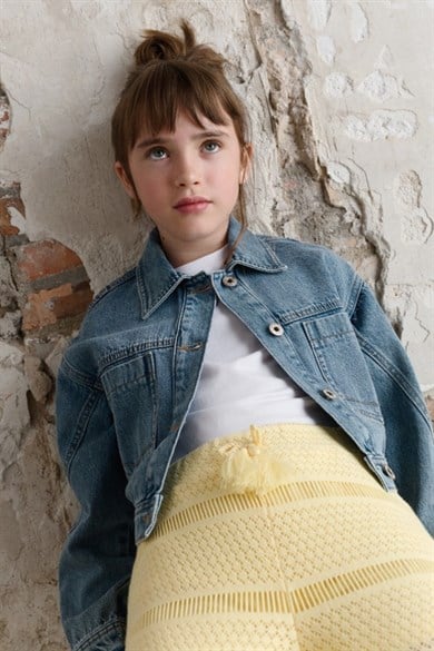 Mayoral Kız Çocuk 8-18 Yaş Cep Detaylı Denim Ceket Kot Mavi
