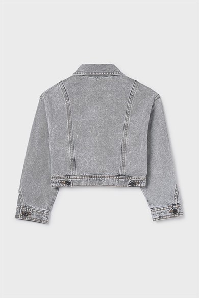 Mayoral Kız Çocuk 8-18 Yaş Cep Detaylı Denim Ceket Gri