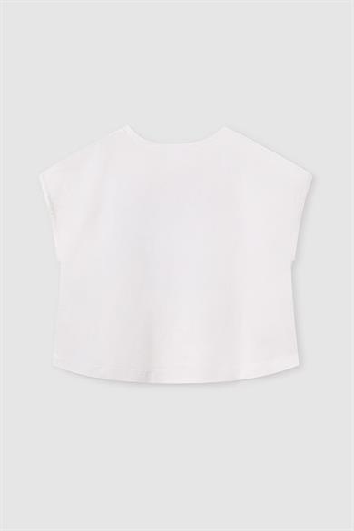 Mayoral Kız Çocuk 8-18 Yaş Desenli Kısakol T-shirt 6026 Ekru