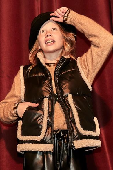 Mayoral Kız Çocuk 8-18  Yaş İçi Polarlı Peluş Detaylı Yelek Siyah