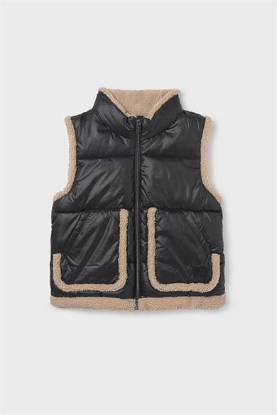 Mayoral Kız Çocuk 8-18  Yaş İçi Polarlı Peluş Detaylı Yelek Siyah