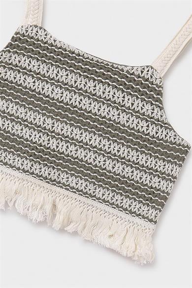 Mayoral Kız Çocuk 8-18 Yaş İp Askılı Triko Crop 6040 Yeşil