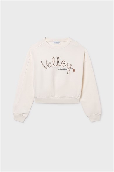 Mayoral Kız Çocuk 8-18 Yaş Nakışlı Mevsimlik Sweatshirt Krem