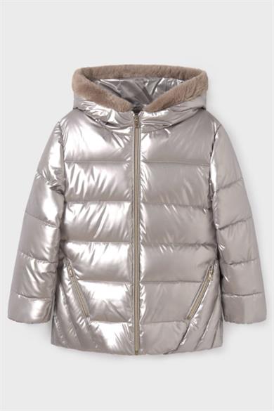 Mayoral Kız Çocuk 8-18 Yaş Polarlı Dolgulu Kışlık Mont 7483 Gümüş