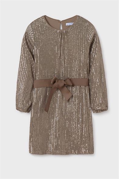 Mayoral Kız Çocuk 8-18 Yaş Pul İşlemeli Astarlı Elbise 7980 Dore