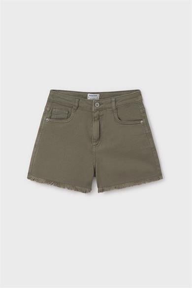 Mayoral Kız Çocuk 8-18 Yaş Püsküllü Renkli Denim Şort 275 Haki