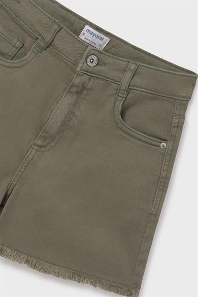 Mayoral Kız Çocuk 8-18 Yaş Püsküllü Renkli Denim Şort 275 Haki