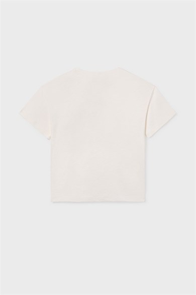 Mayoral Kız Çocuk 8-18 Yaş Rodeo Desenli Kısa Kol T-Shirt Krem