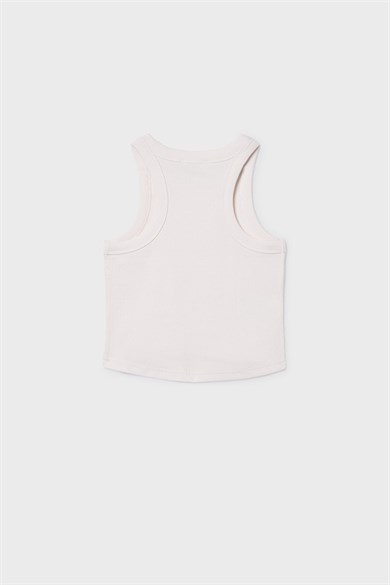 Mayoral Kız Çocuk 8-18 Yaş Taş Detaylı Halter Yaka Crop Krem