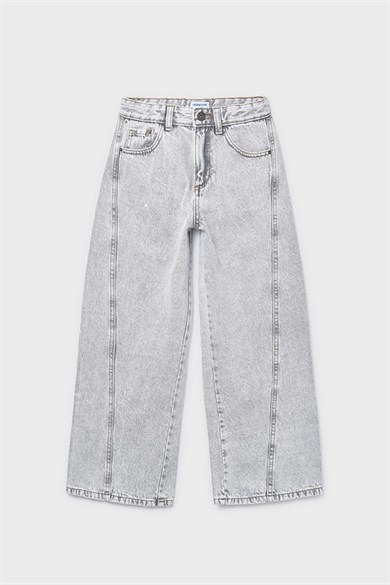 Mayoral Kız Çocuk 8-18 Yaş Yan Dikişli Bol Paça Denim Pantolon Gri