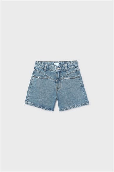 Mayoral Kız Çocuk 8-18 Yaş Zımba Cep Detaylı Denim Şort Kot Mavi