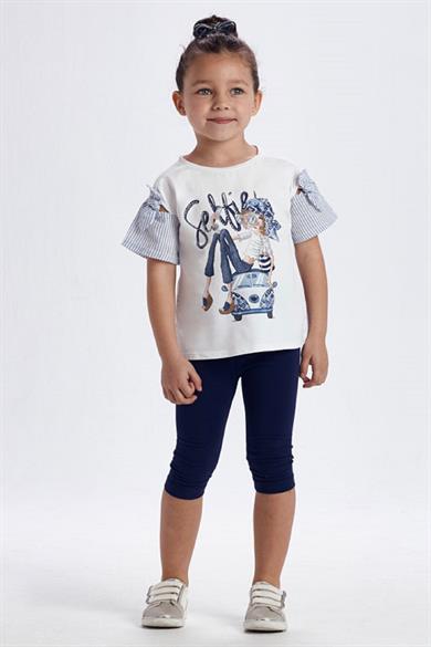 Mayoral Kız Çocuk Desenli Taytlı Takım 3736 Beyaz