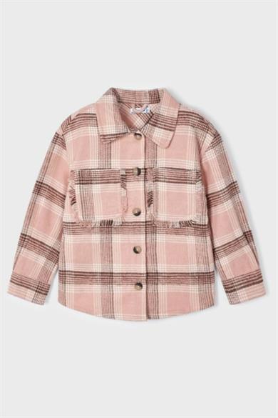 Mayoral Kız Çocuk Ekoseli Gömlek Ceket 4198 Pudra