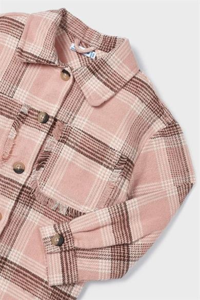 Mayoral Kız Çocuk Ekoseli Gömlek Ceket 4198 Pudra