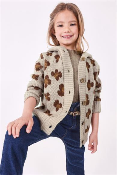 Mayoral Kız Çocuk Kapüşonlu Örme Uzun Hırka 4312 Bej