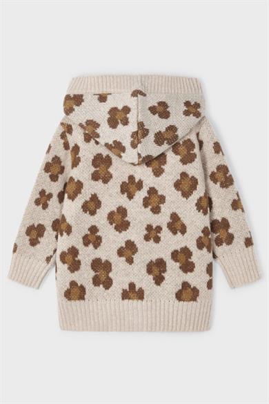 Mayoral Kız Çocuk Kapüşonlu Örme Uzun Hırka 4312 Bej