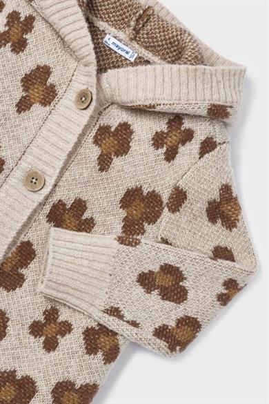 Mayoral Kız Çocuk Kapüşonlu Örme Uzun Hırka 4312 Bej