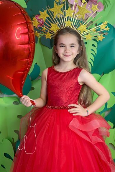 Milo Kız Çocuk Pelerinli Gelinlik 5207 Kırmızı