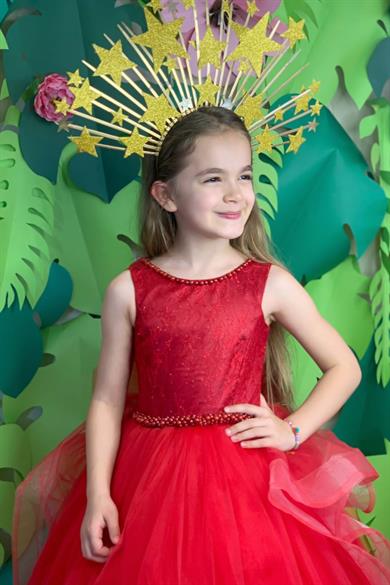 Milo Kız Çocuk Pelerinli Gelinlik 5207 Kırmızı