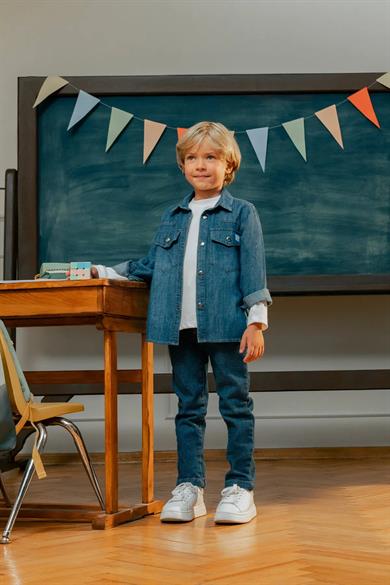 Mincenter Erkek Çocuk 2-6 Yaş Beş Cepli Denim Pantolon Mavi