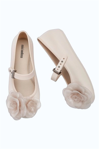 Mini Melissa Kız Çocuk 31-35 Numara Soft Ballerina Studs Petals Babet Krem