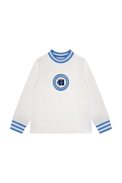 Minycenter Erkek Çocuk 2-6 Yaş Arma Nakışlı Uzun Kollu T-shirt Mavi