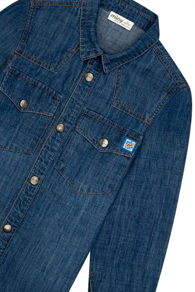 Minycenter Erkek Çocuk 2-6 Yaş Cepli Denim Gömlek Mavi