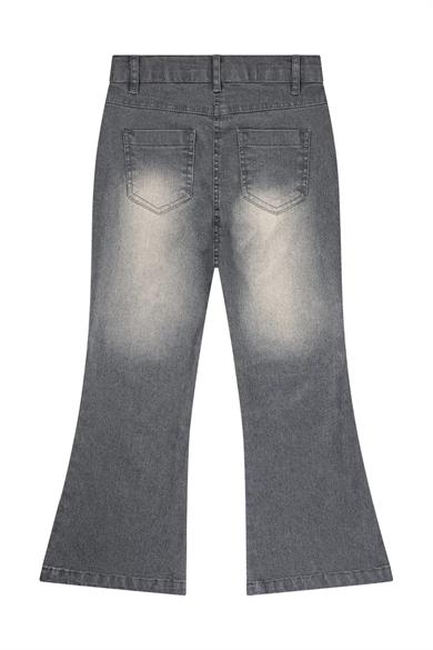 Minycenter Kız Çocuk 2-6 Yaş İspanyol Paça Denim Pantolon Gri
