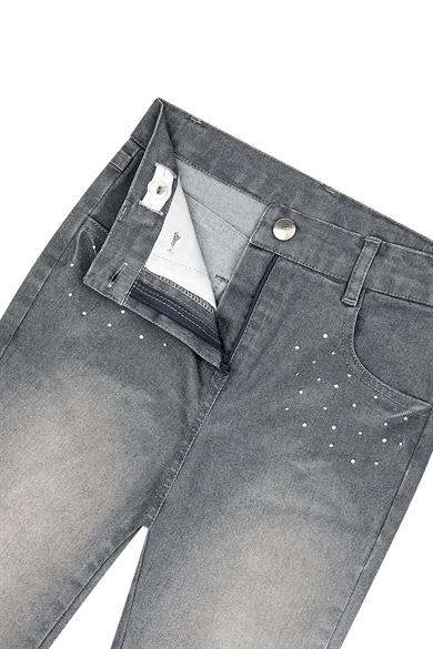 Minycenter Kız Çocuk 2-6 Yaş İspanyol Paça Denim Pantolon Gri
