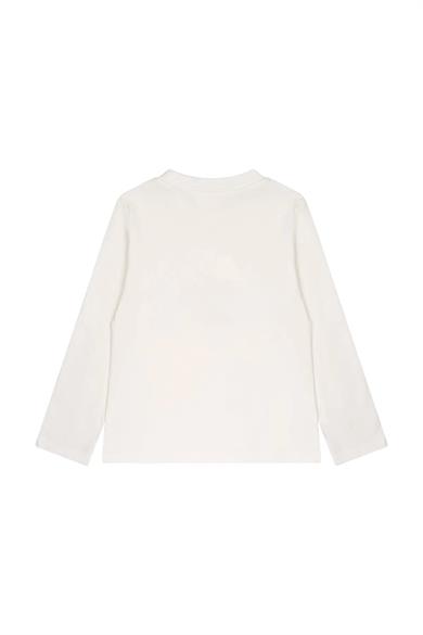 Minycenter Kız Çocuk 2-6 Yaş Kalp Baskılı Uzunkol T-Shirt Ekru