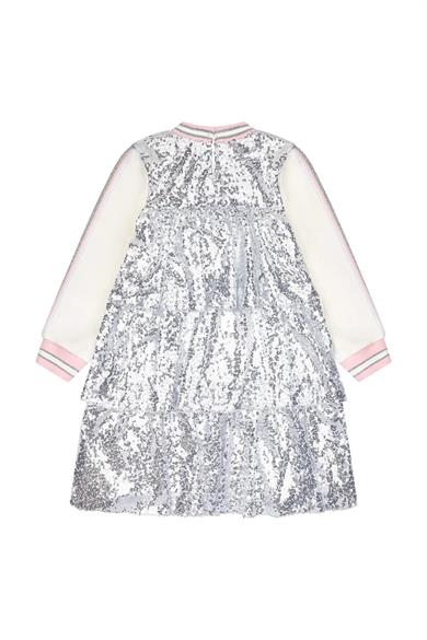 Minycenter Kız Çocuk 2-6 Yaş Örme Şerit Kolu Payetli Elbise Gri