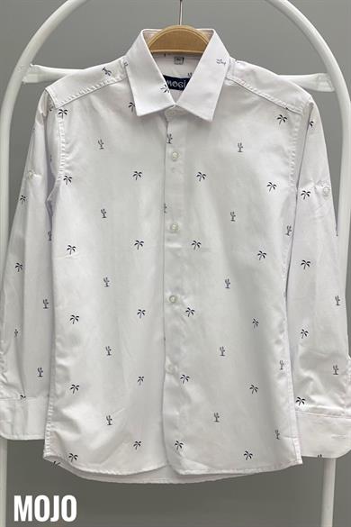 Mogi Erkek Çocuk Desenli Spor Gömlek 20902 Beyaz