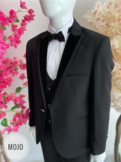 Mogi Erkek Çocuk1-14 Yaş Kadife Yaka Damatlık Set 20319 Siyah