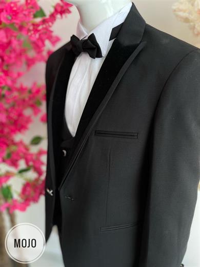 Mogi Erkek Çocuk1-14 Yaş Kadife Yaka Damatlık Set 20319 Siyah