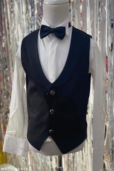 Mogi Erkek Çocuk 1-12 Yaş Klasik Yelekli Takım Siyah