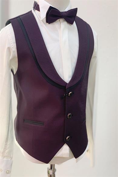 Mogi Erkek Çocuk 1-12 Yaş Klasik Yelekli Takım Bordo