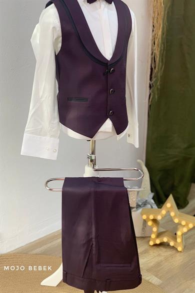 Mogi Erkek Çocuk 1-12 Yaş Klasik Yelekli Takım Bordo