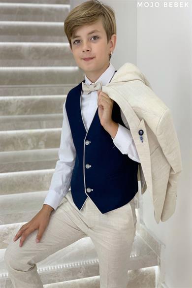 Mogi Erkek Çocuk 3-14 Yaş Spor Yelekli Ceketli Takım Elbise 20267 Bej