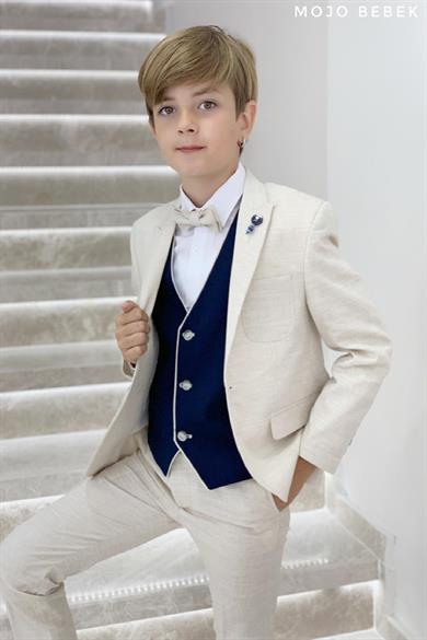 Mogi Erkek Çocuk 3-14 Yaş Spor Yelekli Ceketli Takım Elbise 20267 Bej