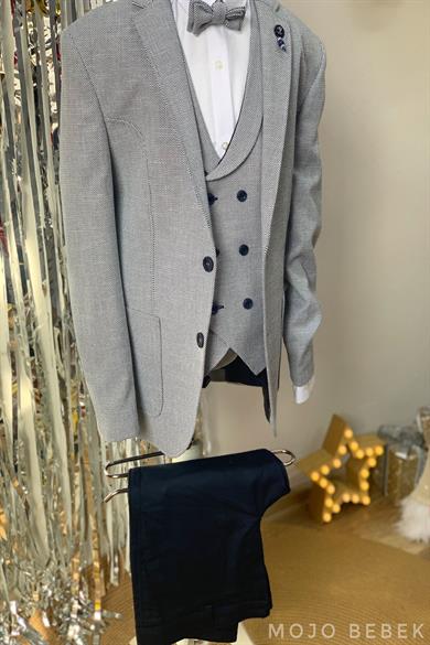 Mogi Erkek Çocuk Yelekli Ceketli Takım Elbise 19236 Lacivert