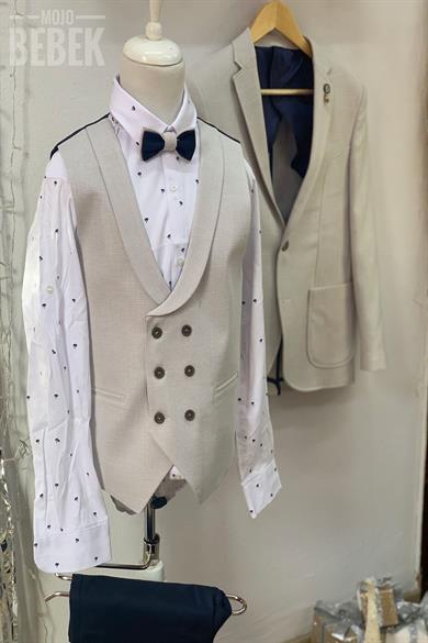 Mogi Erkek Çocuk Yelekli Ceketli Takım Elbise 19236 Bej