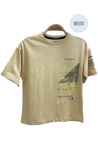 Mojo 4-14 Yaş Erkek Çocuk Baskılı Kasa Kol T-shirt 1583 Kahverengi