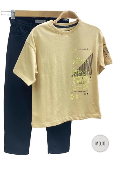 Mojo 4-14 Yaş Erkek Çocuk Baskılı Kasa Kol T-shirt 1583 Kahverengi