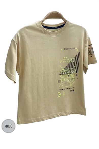 Mojo 4-14 Yaş Erkek Çocuk Baskılı Kasa Kol T-shirt 1583 Kahverengi