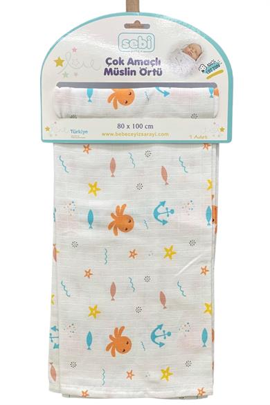 Mojo Bebek %100 Pamuk Çok Amaçlı Müslin Örtü 9209 Turuncu