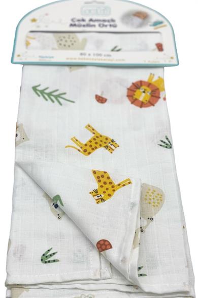 Mojo Bebek %100 Pamuk Çok Amaçlı Müslin Örtü 9209 Hardal