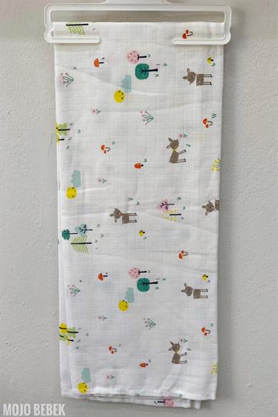 Mojo Bebek Animals Müslin Örtü 4265 Beyaz