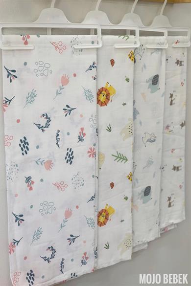 Mojo Bebek Animals Müslin Örtü 4265 Beyaz