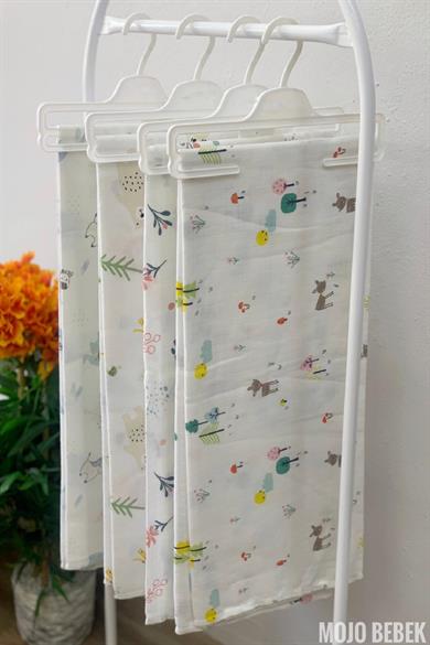 Mojo Bebek Animals Müslin Örtü 4265 Beyaz